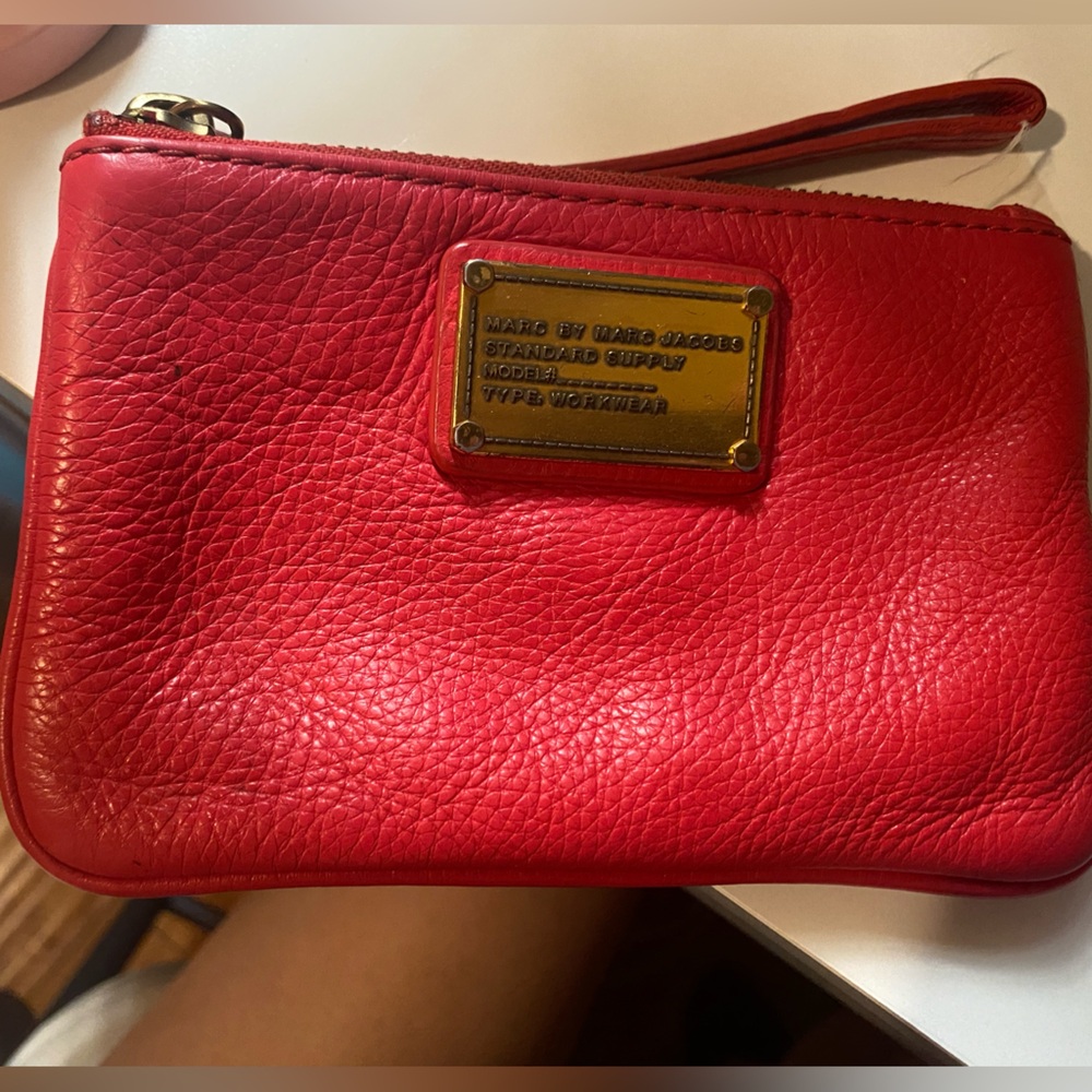 Marc By Marc Jacobs Pink Leather Wristlet with Gold Plate